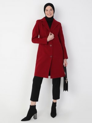 Concept By Olcay Kırmızı Düğme Detaylı Kaban