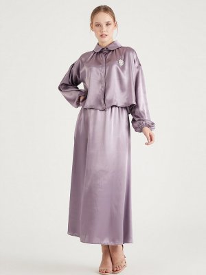 Birgül Bektaş Lila Luna Bluz & Etek İkili Abiye Elbise Takım