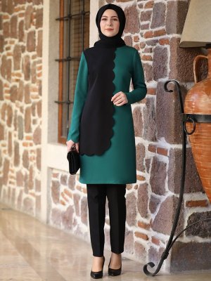 Elben Moda Zümrüt Meyra Tunik & Pantolon İkili Abiye Takım