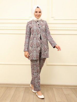 Moda Dua Mürdüm Tunik & Pantolon İkili Takım