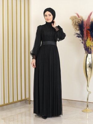Fashion Showcase Design Siyah Sükse Abiye Elbise