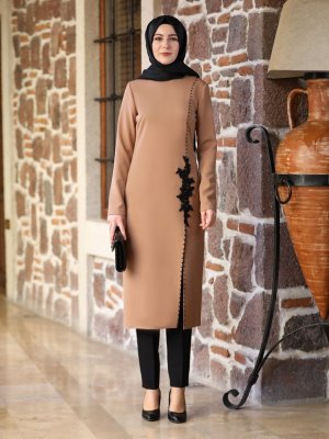 Elben Moda Camel Hera Tunik & Pantolon İkili Takım