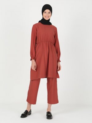 ENSANUR MODA Kiremit Tunik & Pantolon İkili Takım