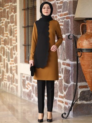 Elben Moda Taba Meyra Tunik & Pantolon İkili Abiye Takım