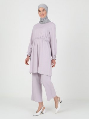 ENSANUR MODA Lila Tunik & Pantolon İkili Takım