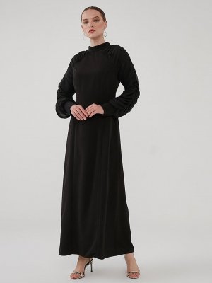 Birgül Bektaş Siyah Milan Abiye Elbise