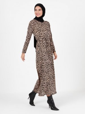 ENSANUR MODA Leopar Desenli Elbise