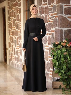 SEMRA AYDIN Siyah Sahra Abiye Elbise