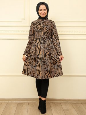 Moda Dua Vizon Zebra Desenli Tunik