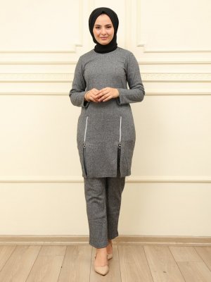 Moda Dua Gri Tunik & Pantolon İkili Takım