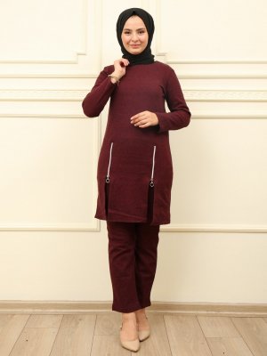 Moda Dua Bordo Tunik & Pantolon İkili Takım