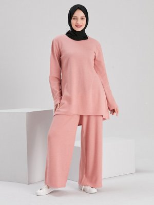 EBRAR Pembe Tunik & Pantolon İkili Triko Takım