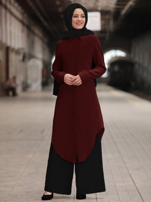 Sure Bordo Tunik & Pantolon İkili Takım