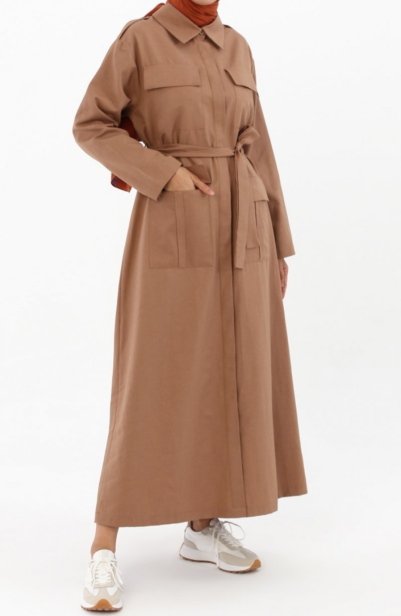 Allday Vizon Körük Cepli Kuşaklı Ferace