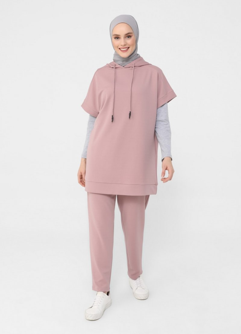 Benin Derin Pembe Tunik & Pantolon İkili Takım