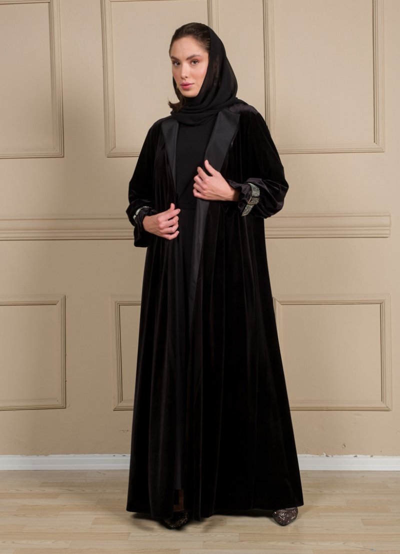 AL SHEIKHA Siyah Velvet Abaya