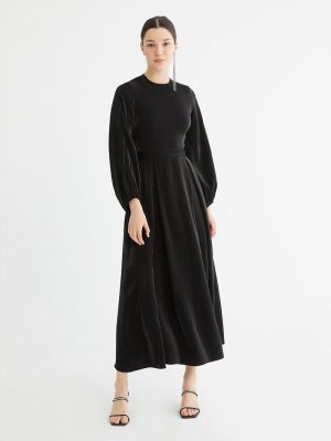 Suud Collection Siyah Işıltılı Abiye Elbise
