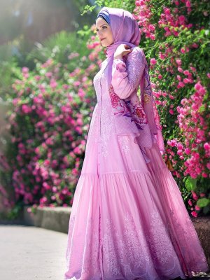 Muslima Wear Pembe Rose Dream Abiye Elbise
