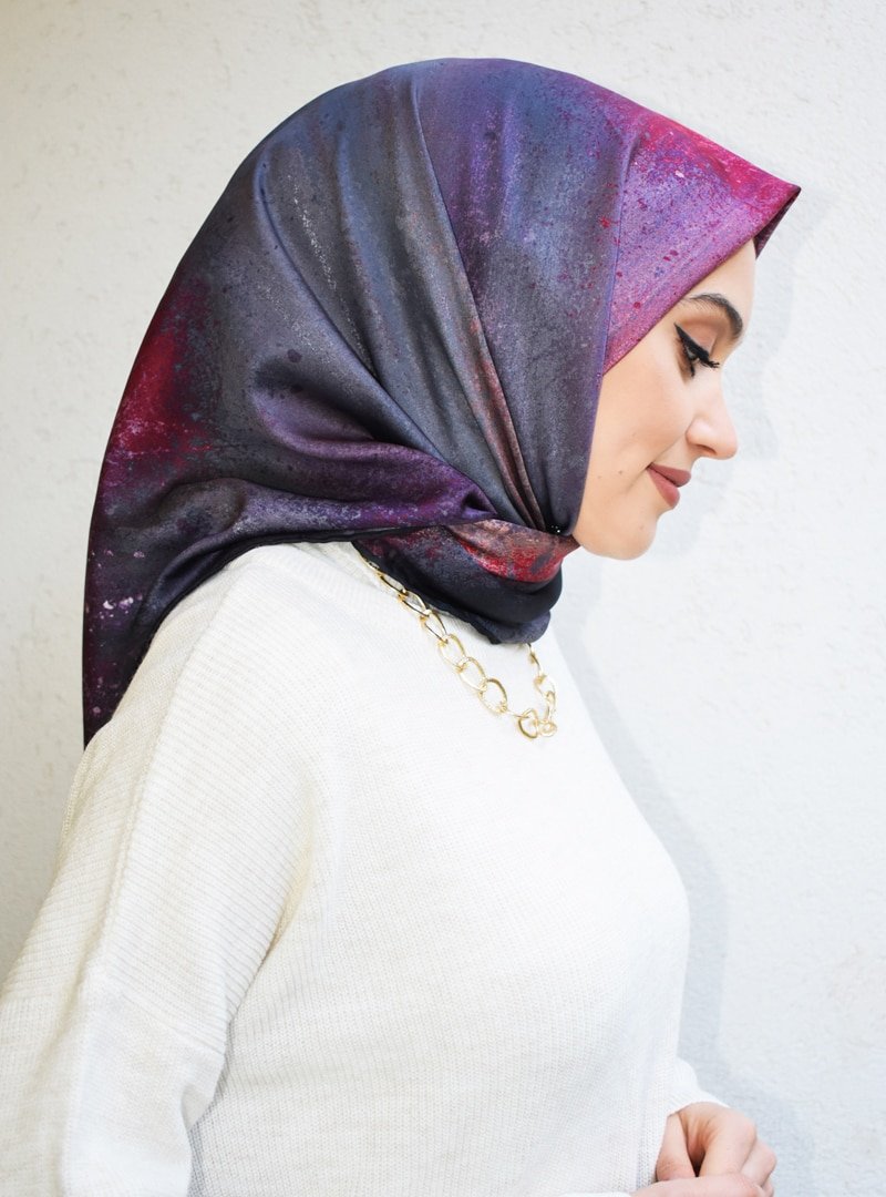 Mapolien Gri Mor Twill Eşarp