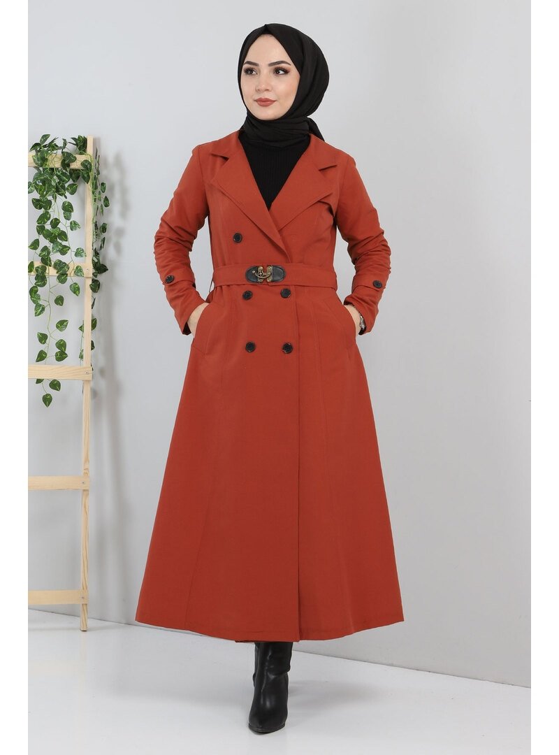 MISSVALLE Kiremit Düğmeli Trençkot