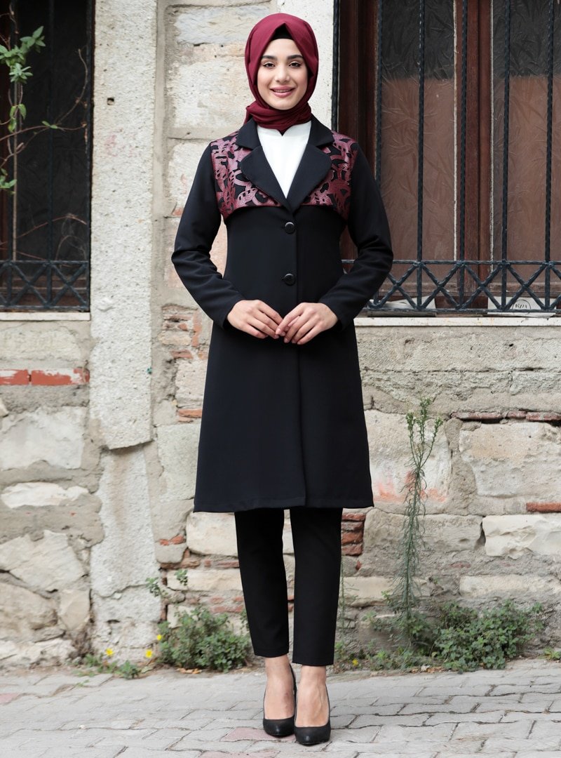 Rana Zenn Bordo Kap & Pantolon İkili Abiye Takım