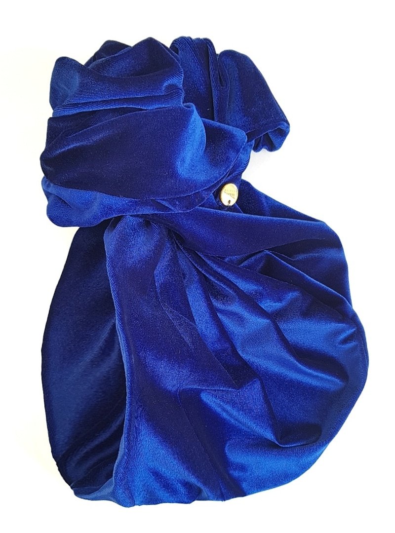 Fabricca Design Mavi Düz Renk İçi Telli Kadife Bone