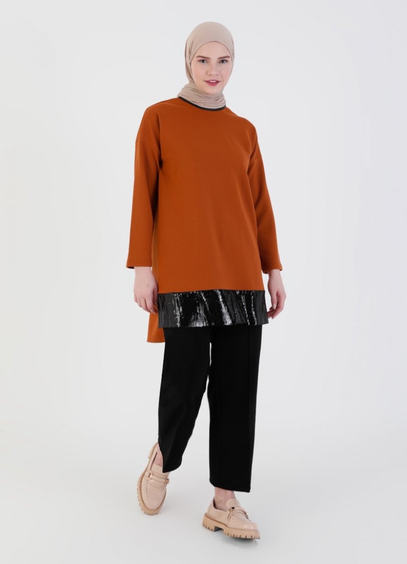 ONX10 Taba Siyah Tunik & Pantolon İkili Takım