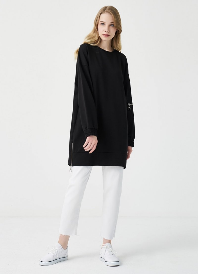 SoftandBasic Siyah Basic Sweatshirt