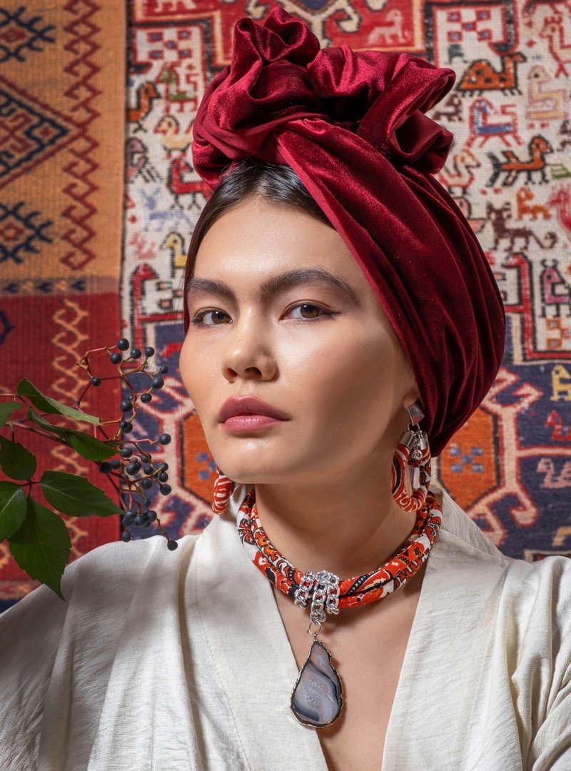 Fabricca Design Bordo Düz Renkli Krep İçi Telli Bone