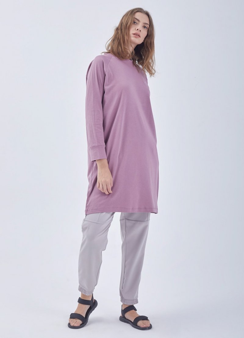 SoftandBasic Lila Nakışlı Tunik