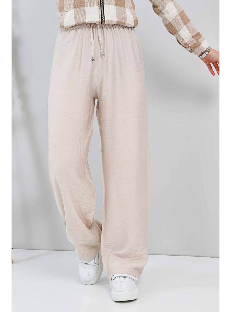 Tesettür Dünyası Bej Beli Lastikli Pantolon