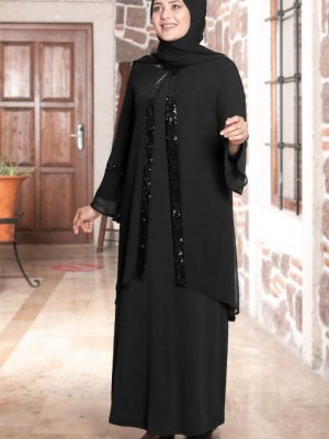 MFA Moda Siyah Bahar Abiye Elbise