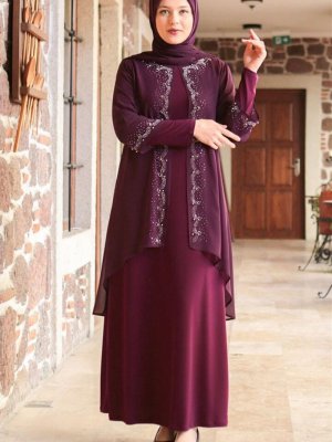 MFA Moda Mürdüm Ecrin Abiye Elbise