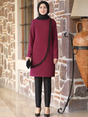 Elben Moda Mürdüm Alisa Tunik & Pantolon İkili Takım