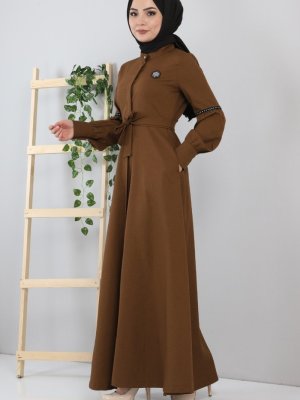 MISSVALLE Kahverengi Pul Detaylı Elbise