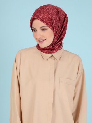 Akel Bordo Pes Twill Baskılı Eşarp