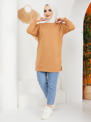 HAKİMODA Camel Bisiklet Yaka Tunik