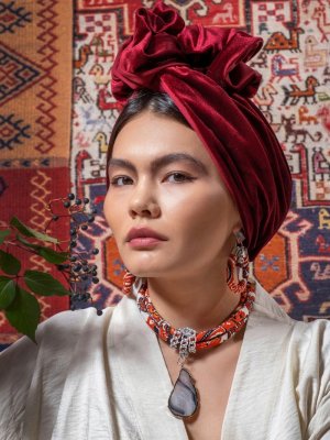 Fabricca Design Bordo Düz Renkli Krep İçi Telli Bone