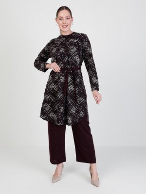 GELİNCE Mürdüm Tunik & Pantolon İkili Takım