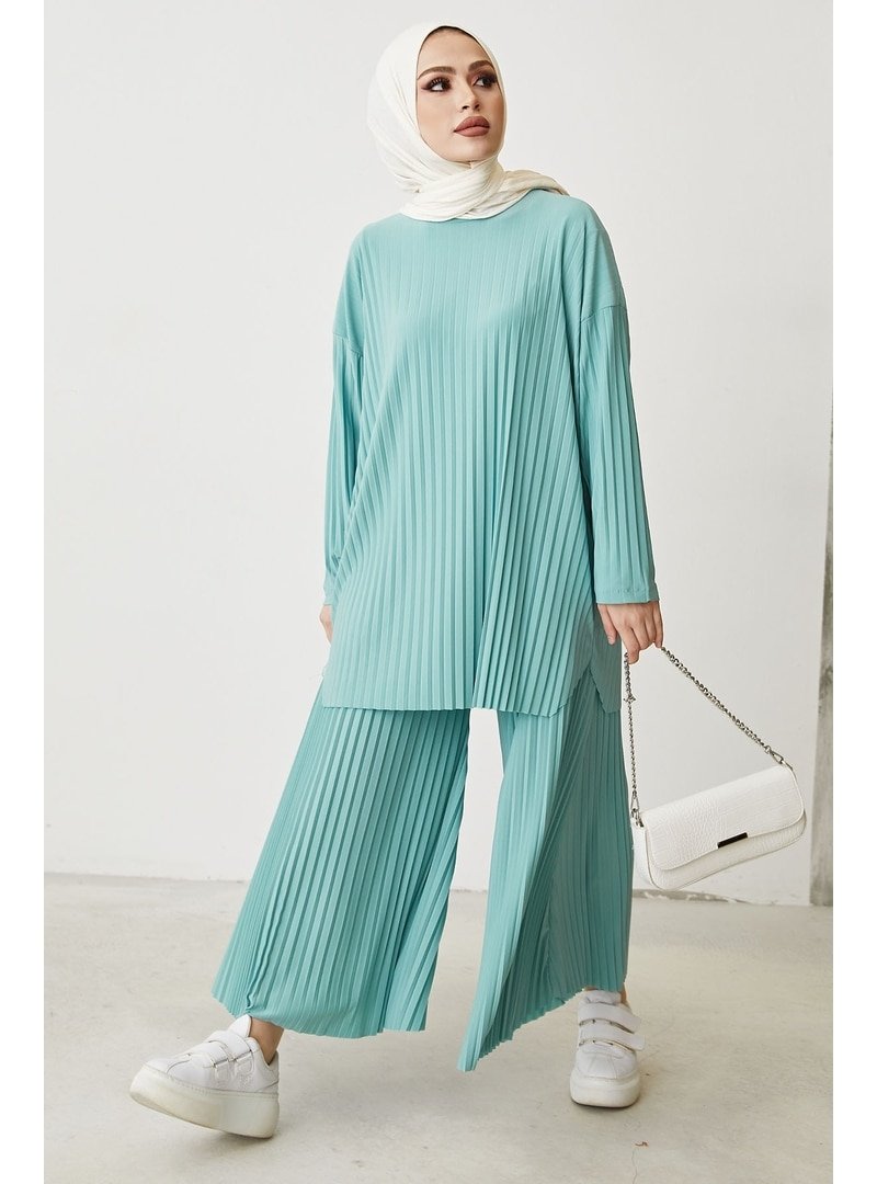 In Style Mint Mila Piliseli Pantolon Tunik İkili Takım