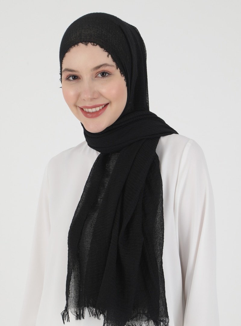 ALİCEMOOD Siyah Büküm Şal