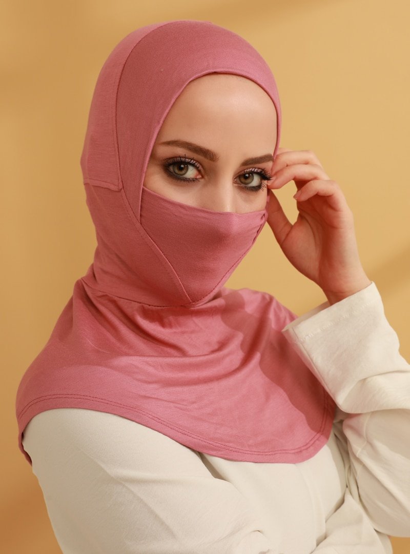 Tuva Gül Kurusu Sportif Maskeli Hijab Bone