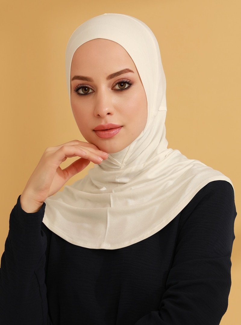 Tuva Ekru Sportif Maskeli Hijab Bone