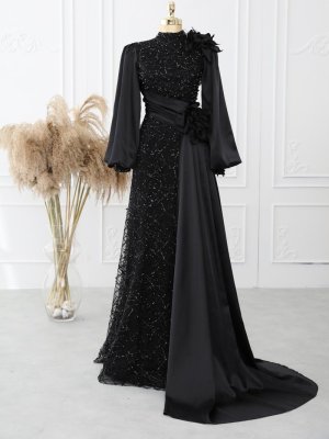 Gizem Kış Siyah Elegance Abiye Elbise