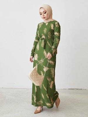 MODAEFA Yeşil Desenli Elbise
