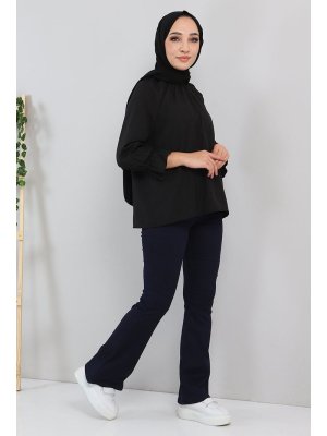 MISSVALLE Lacivert İspanyol Paça Kot Pantolon