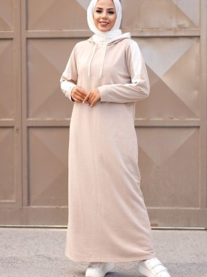 In Style Bisküvi Garni Şerit Detay İki İplik Elbise