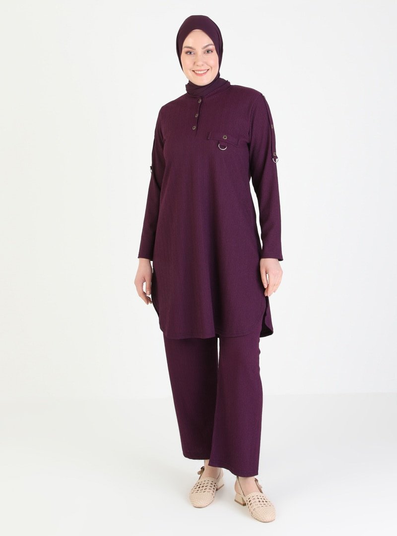 GELİNCE Mürdüm Tunik & Pantolon İkilitakım