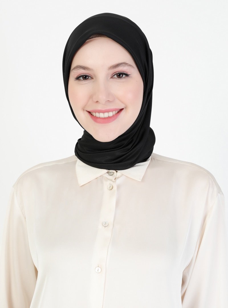 Madame Mary Siyah Twill Eşarp