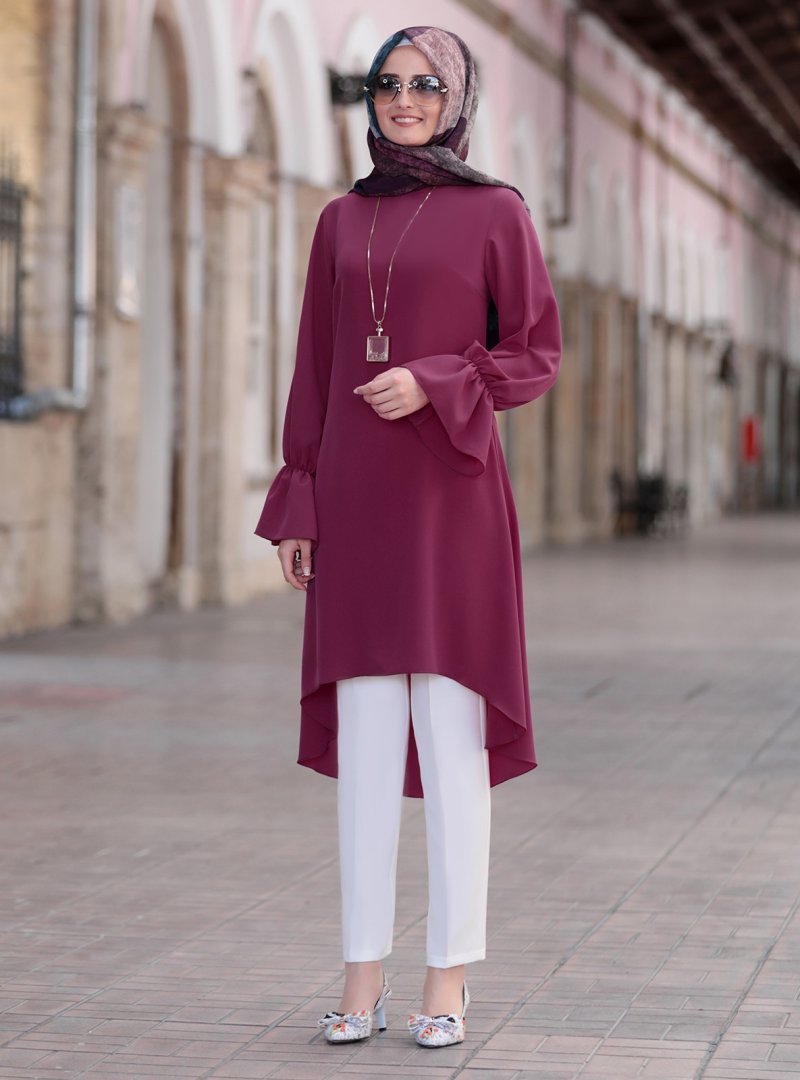 FUVAL MODA Mürdüm Eflin Tunik